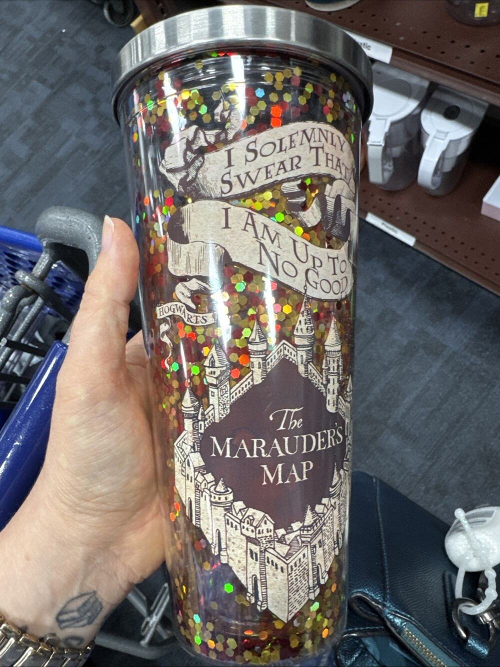 - Harry Potter Tumbler - Solemnly Swear Glitter Cup with Straw - 20 Oz - Acrylic